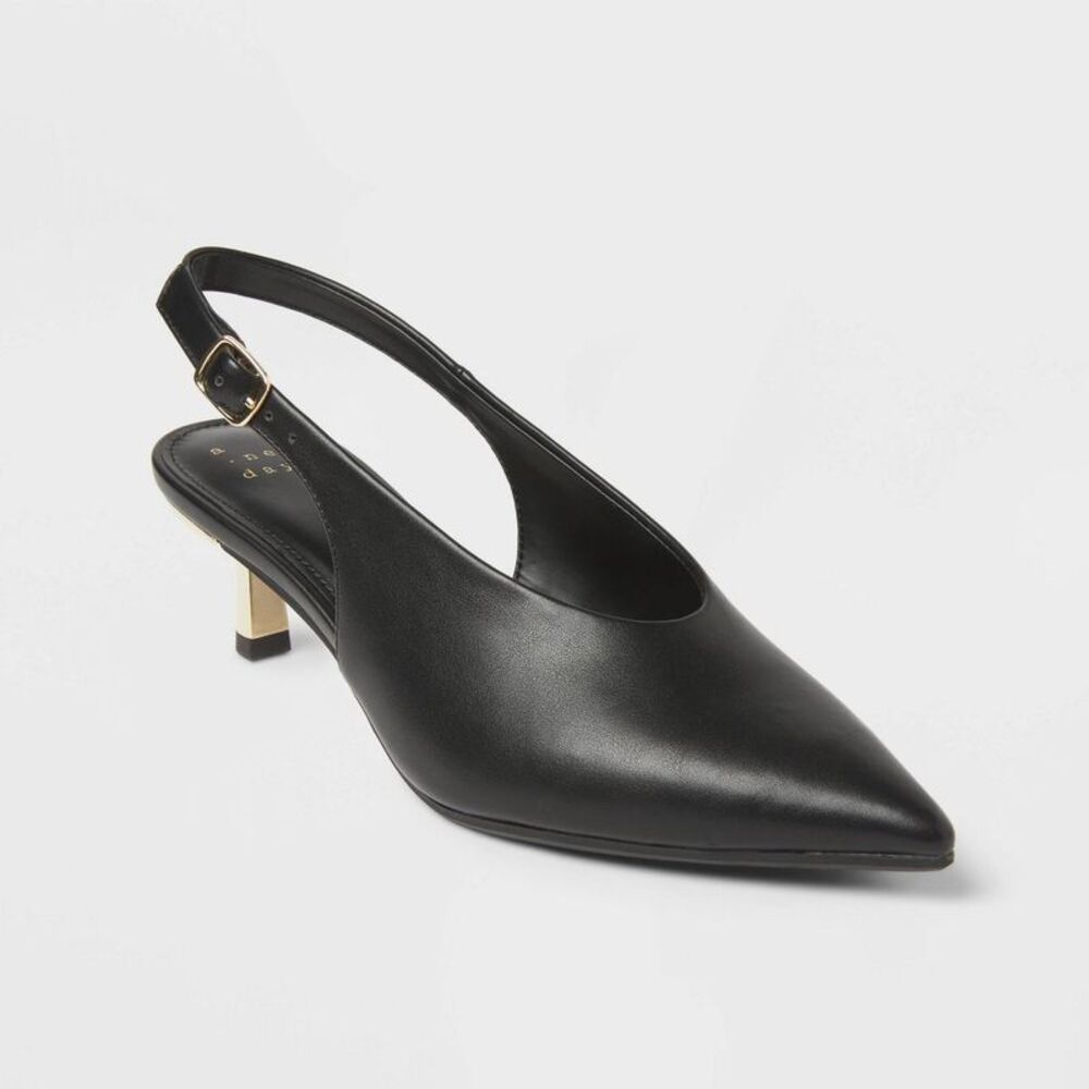 Women’s Samantha Heels with Memory Foam Insole – A New Day Black 8.5
